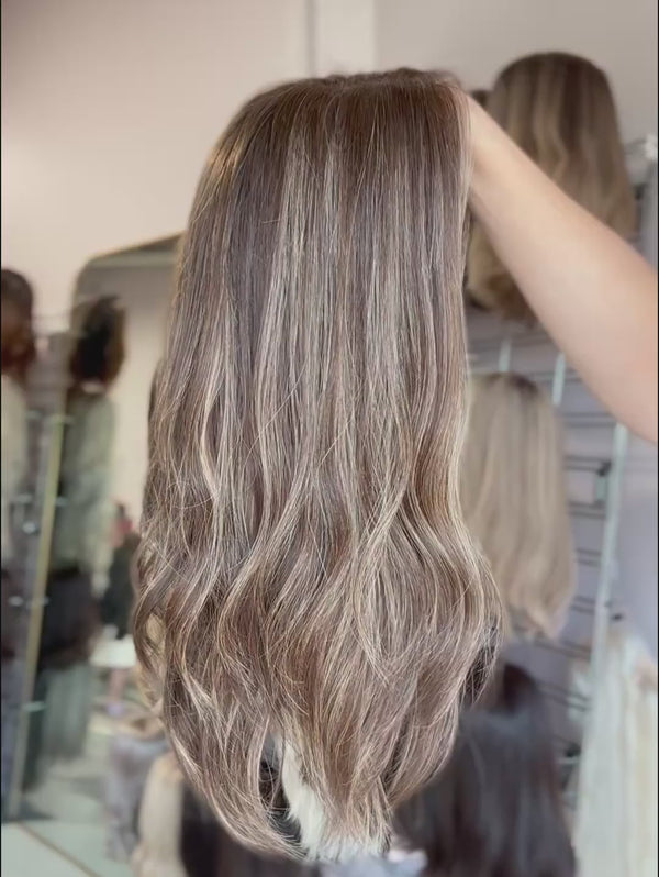 Lolita 16″  Brunette Human Hair Lace Topper (Holding Video)