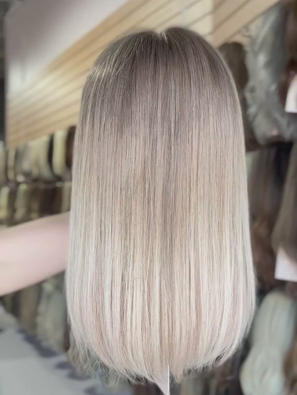 Taylor 12″  Blonde Human Hair Wig (Holding Video)