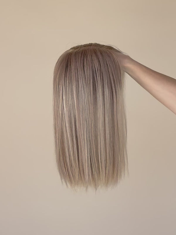 Pearl 12″  Blonde Human Hair Wig (Holding Video)