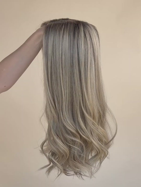 Astra 20″  Blonde Human Hair Wig (Holding Video)
