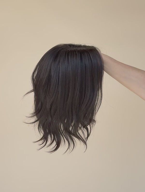 Onyx 12″  Black Human Hair Lace Topper (Holding Video)
