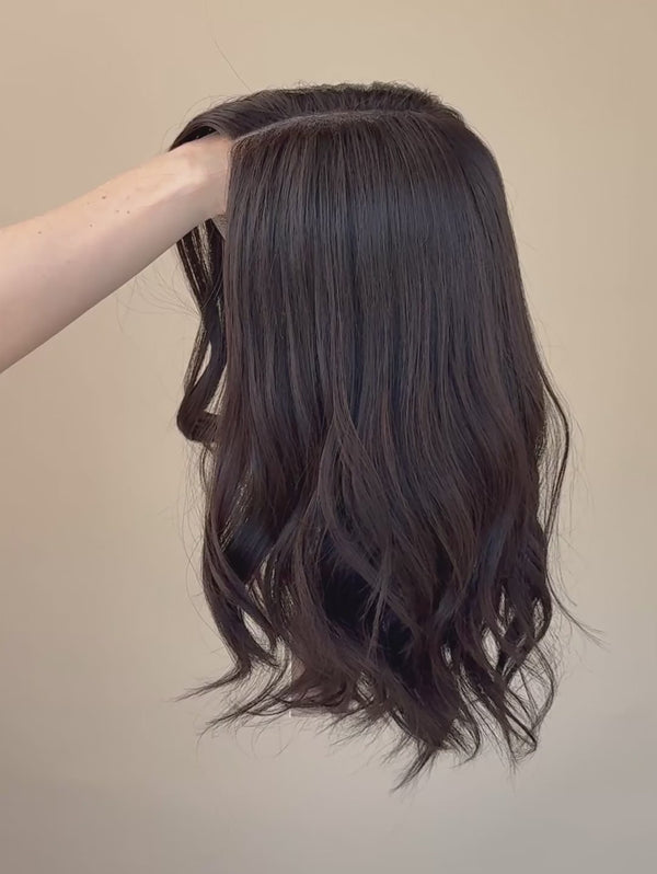 Onyx 14″  Black Human Hair Wig (Holding Video)