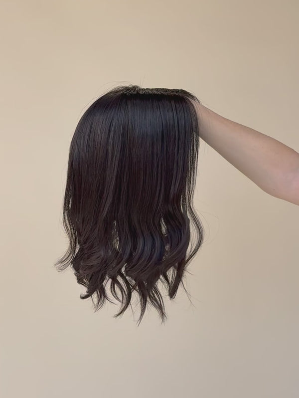 Onyx 16″  Black Human Hair Lace Topper (Holding Video)